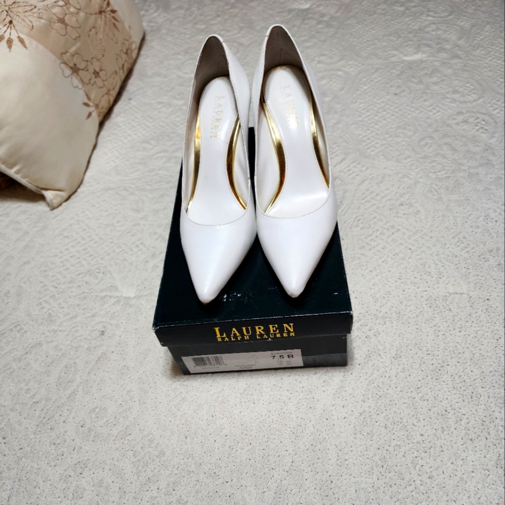 Lauren white leather stilettos